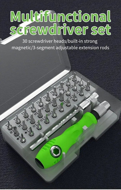 Mini 32-in-1 Precision Screwdriver Set – Magnetic Phillips Bits, Multifunctional Hand Tool Kit for Phone, Watch, Glasses & PC Repair