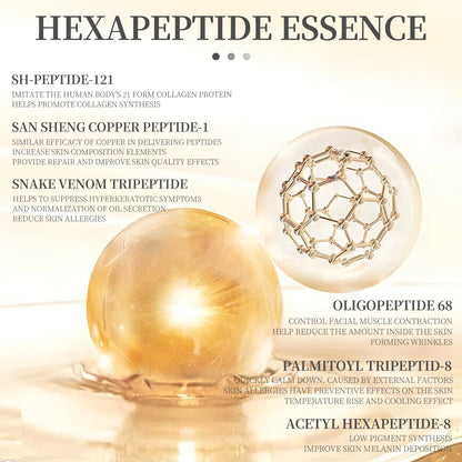 6 Peptide Essence Facial Skin Care Set — Collagen Anti-Aging, Brightening, Moisturizing & Nourishing Treatment