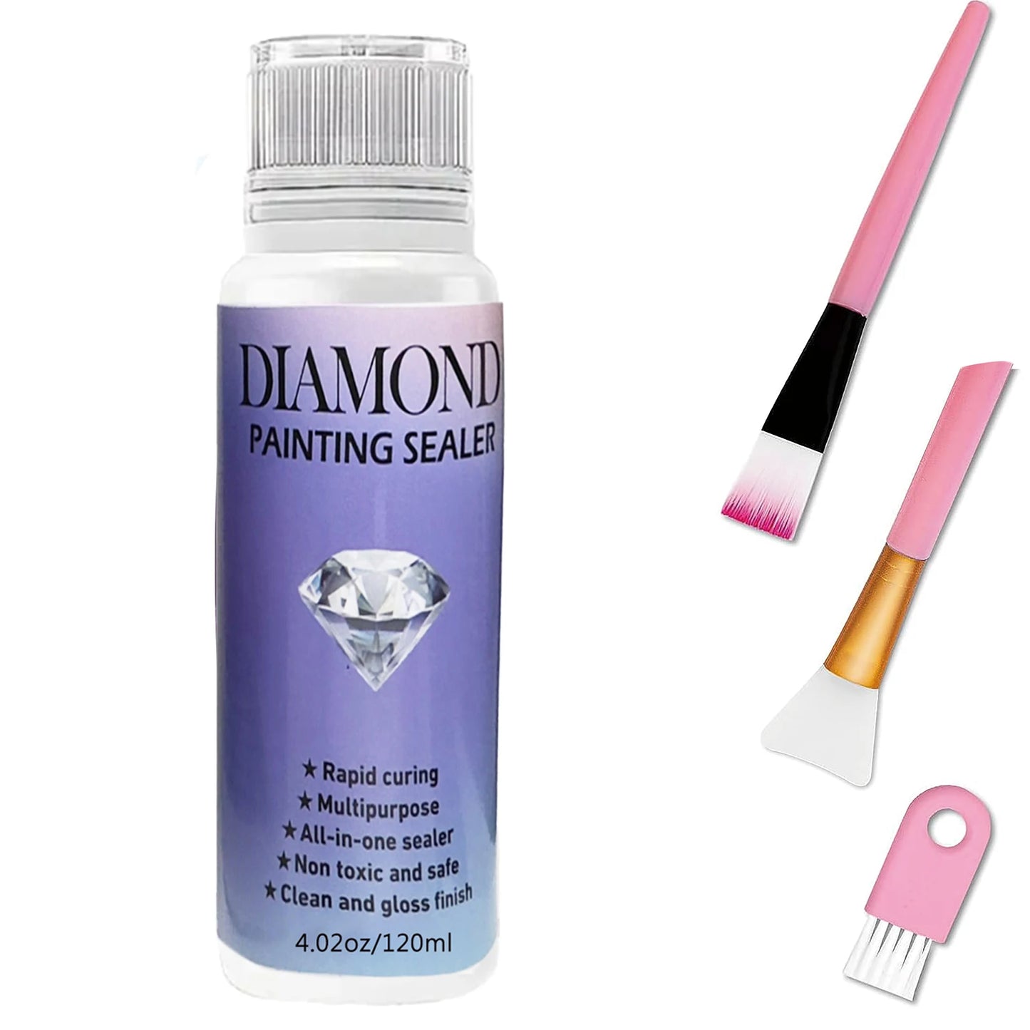 Diamond Painting Sealer Glue with Brushes — 60ML/120ML/200ML Permanent Hold & Shine Puzzle Coating Set