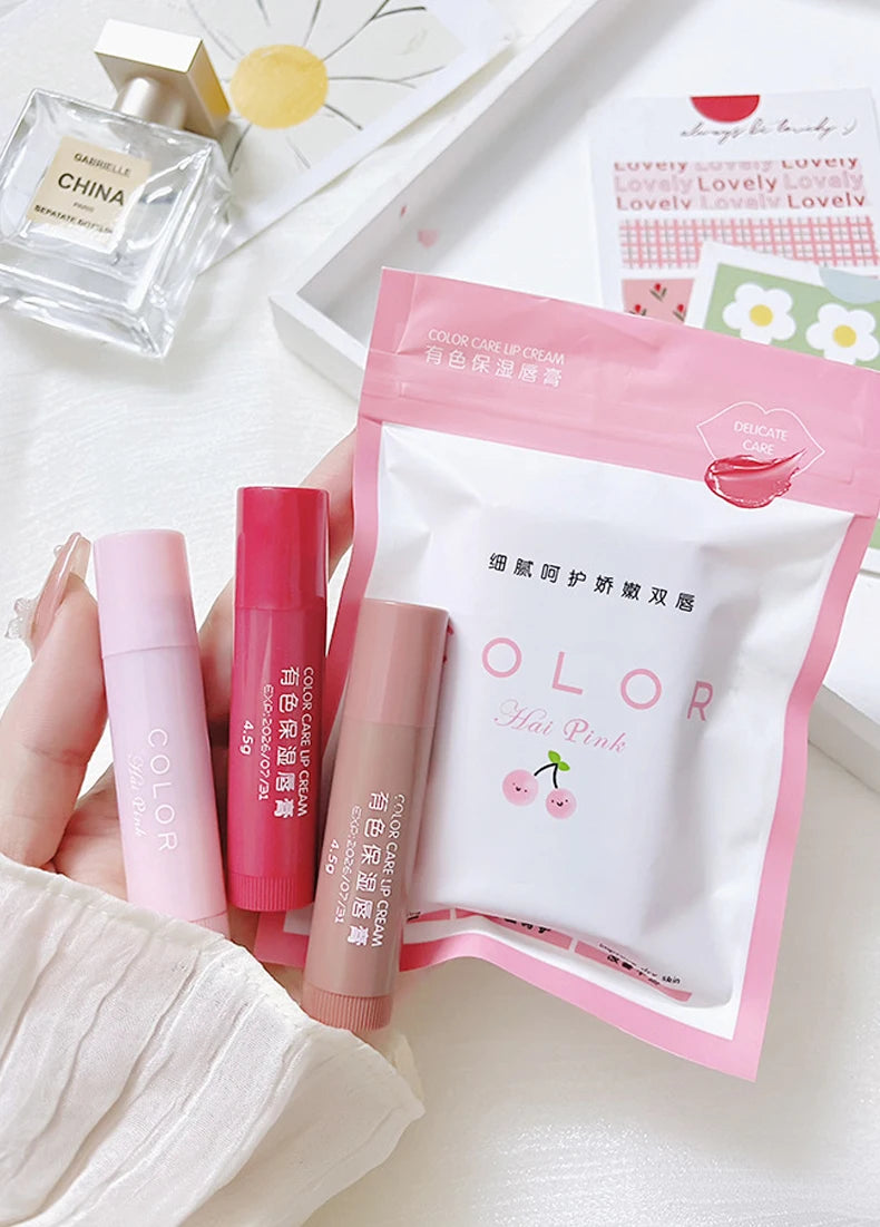 Cute Red Tint Lipstick Set – Moisturizing Colored Lip Balm with Anti-Drying & Fade-Resistant Lip Care Cosmetics