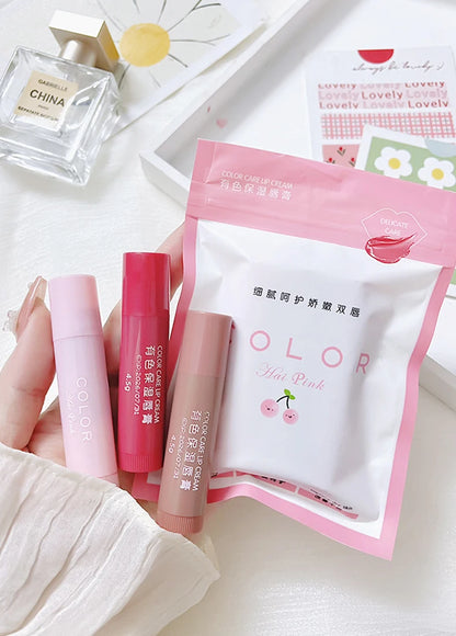 Cute Red Tint Lipstick Set – Moisturizing Colored Lip Balm with Anti-Drying & Fade-Resistant Lip Care Cosmetics