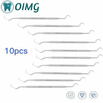 10Pcs Stainless Steel Dental Tool Kit – Teeth Cleaning Explorer Probe & Hook Set for Dental Hygiene & Professional Care Tools