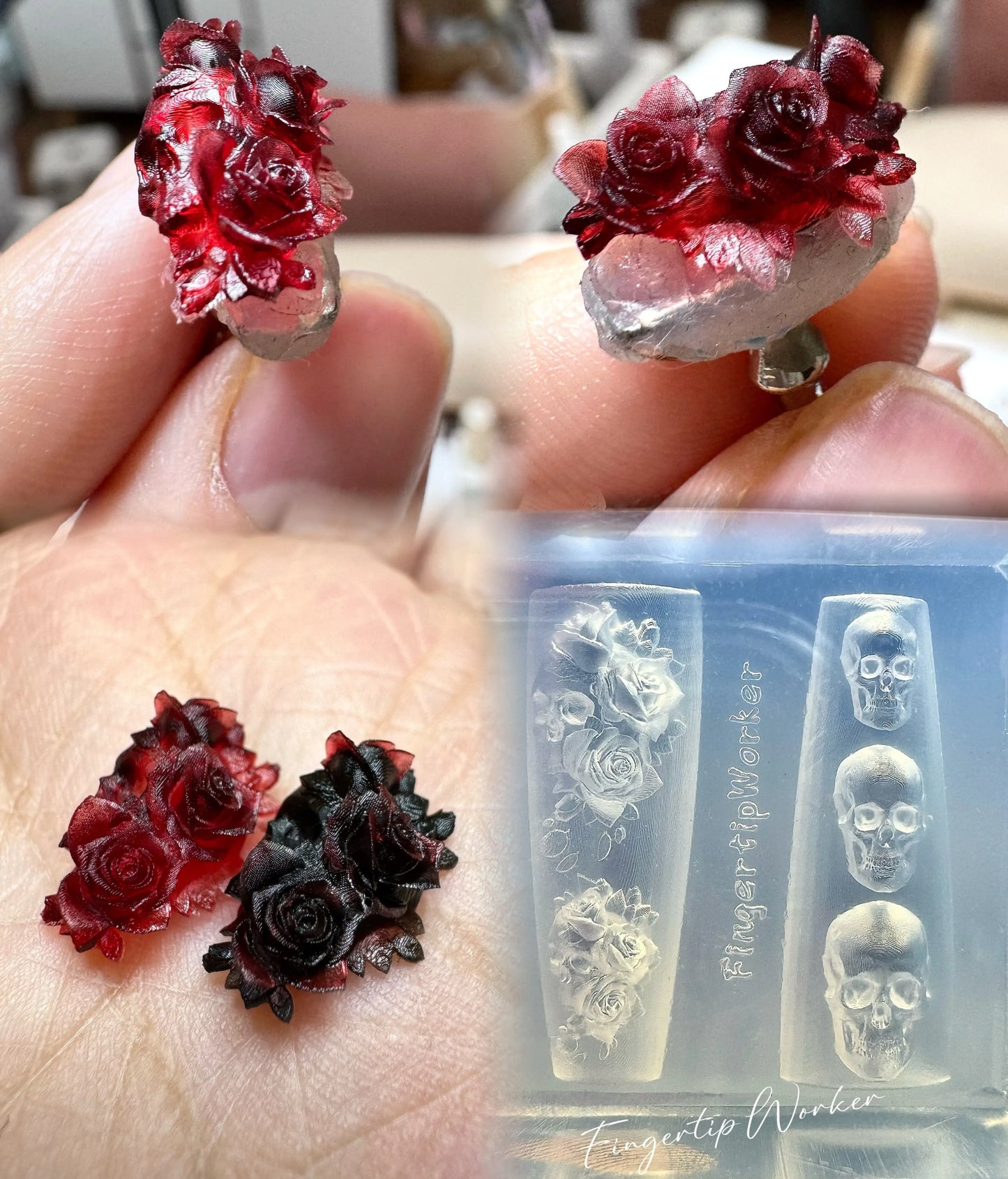 Snake Lolita Bow, Mushroom, Rose, Lotus, Bear 3D Acrylic Nail Mold - DIY Silicone Nail Decorations & Nail Art Products