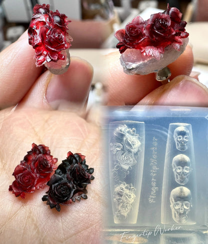 Snake Lolita Bow, Mushroom, Rose, Lotus, Bear 3D Acrylic Nail Mold - DIY Silicone Nail Decorations & Nail Art Products