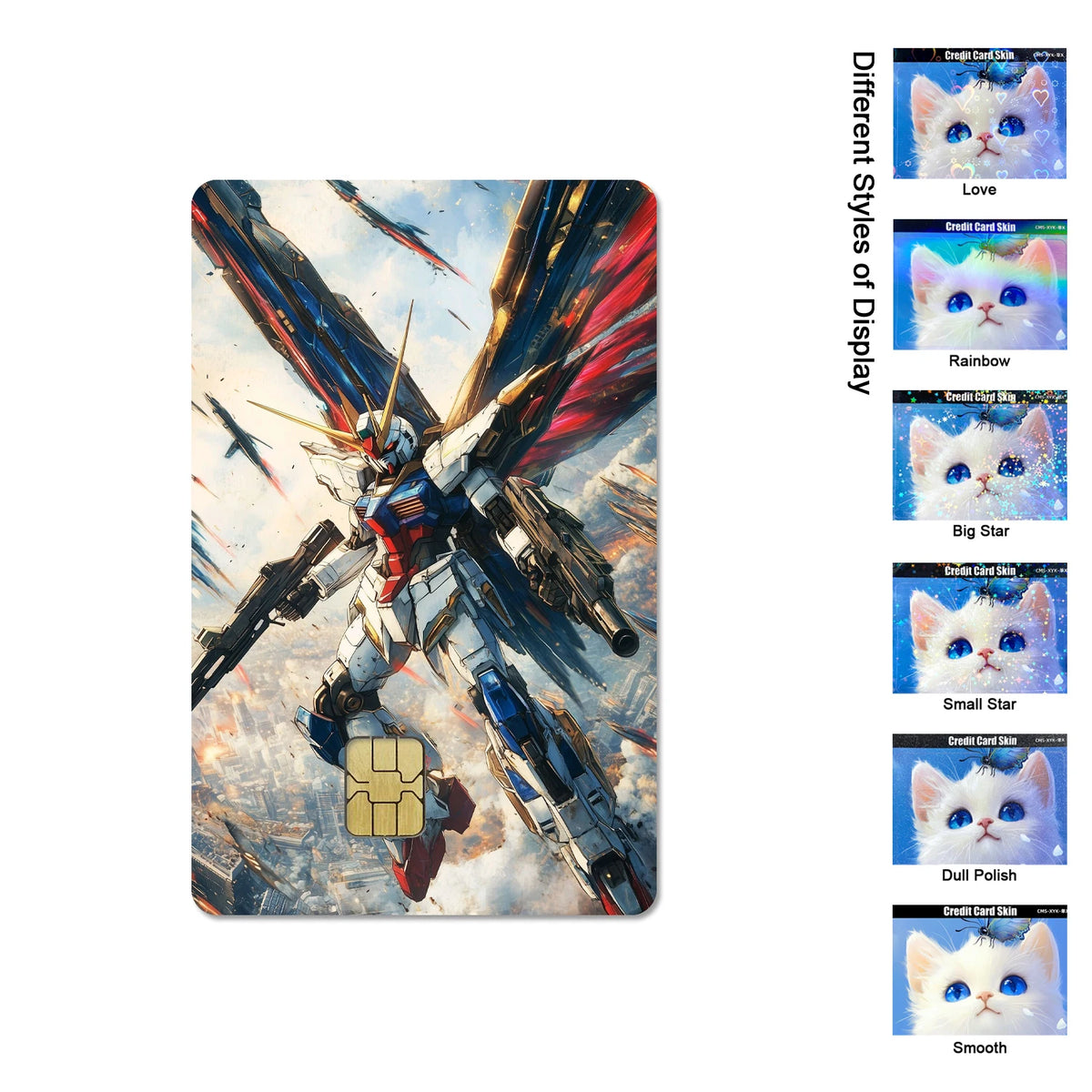 Gundam RX-78-2 & ZGMF-X19A Card Stickers - 2.5D HD Matte Waterproof PVC Skins for Credit and Debit Cards