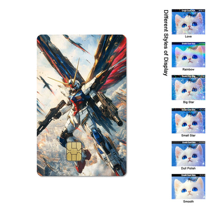 Gundam RX-78-2 & ZGMF-X19A Card Stickers - 2.5D HD Matte Waterproof PVC Skins for Credit and Debit Cards
