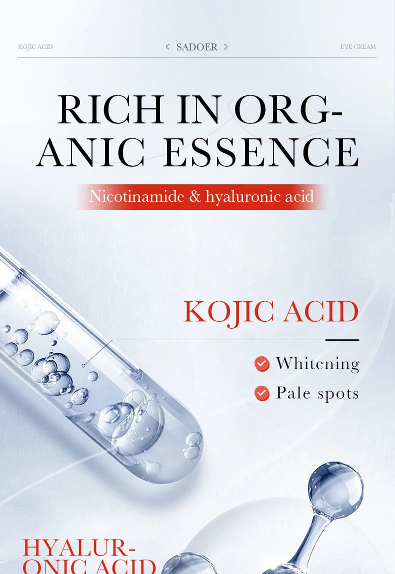 SADOER Kojic Acid Retinol Eye Cream – Anti-Dark Circles, Eye Bag Removal, Moisturizing & Firming Skincare