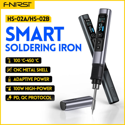 FNIRSI HS-02 Smart Soldering Station - 100W Adjustable Electric Soldering Iron with Constant Temperature & Fast Heating