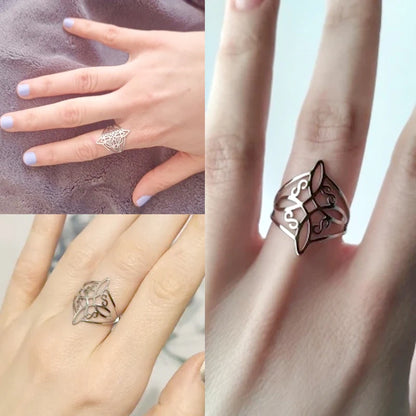 Witch Knot Stainless Steel Ring – Wiccan Celtic Knot Amulet, Good Luck & Protection Jewelry for Men & Women