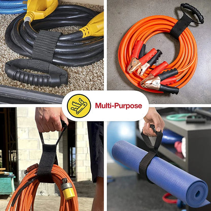 Heavy-Duty Storage Strap with Hook and Loop - Cord Carrying Strap, Hanger, and Organizer with Handle for Pool Hoses, Garden Hoses, Cables