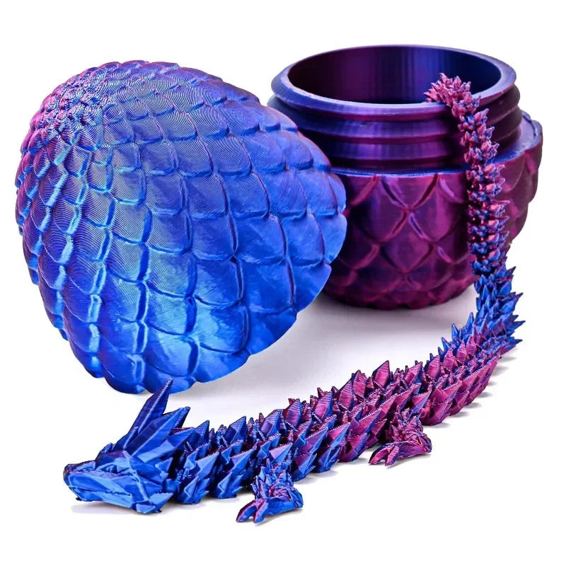 1/2PCS 3D Printed Dragon Egg with Full Articulated Movable Dragon Model — Rotatable Desktop Ornament & Kids Toy