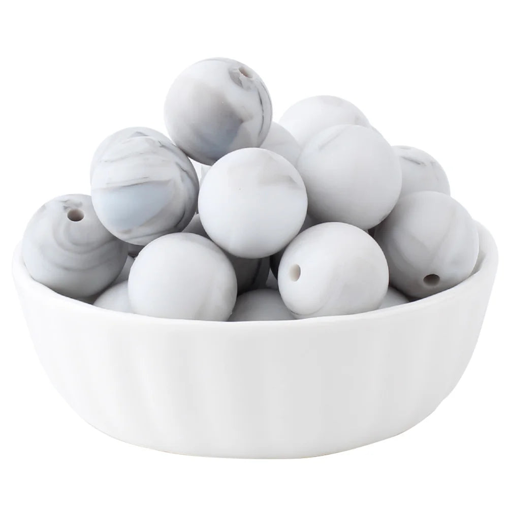 15mm Silicone Beads Set - Colorful Loose Beads for DIY Keychains, Jewelry & Beaded Pen Crafts