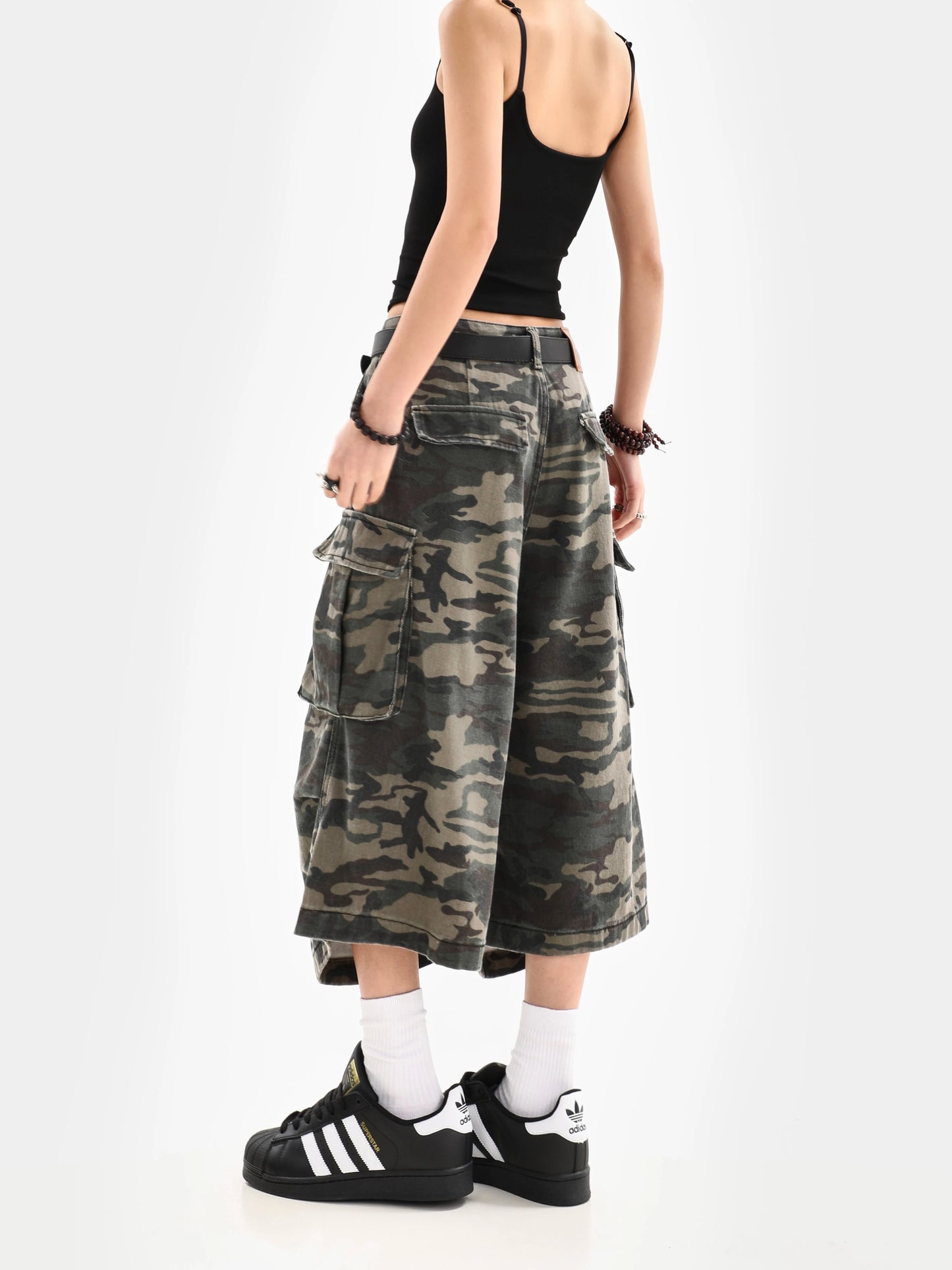 Women’s Summer Camouflage Cargo Capris — Loose Street Style Calf-Length Casual Shorts