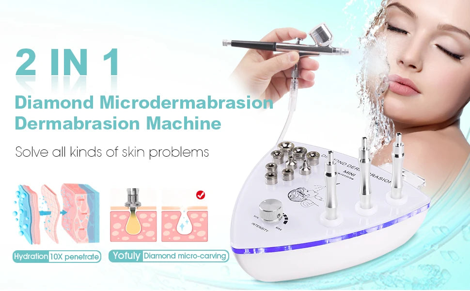 Professional Diamond Microdermabrasion Machine — Facial Exfoliation with Water Spray & 65-68cmHg Suction
