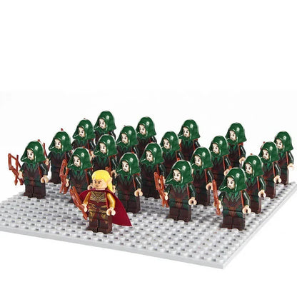 21PCS Medieval Fantasy Warrior Figures – Dwarf, Elf, Knight & Orc Building Brick Toys