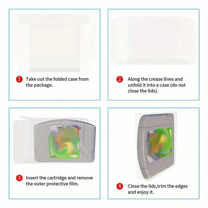 N64 Game Cartridge Protective Case – Ultra-Thin 0.3mm PET Transparent, Moisture-Proof for Vintage Gaming Collection