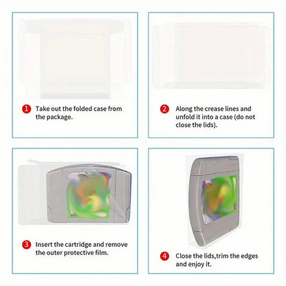 N64 Game Cartridge Protective Case – Ultra-Thin 0.3mm PET Transparent, Moisture-Proof for Vintage Gaming Collection