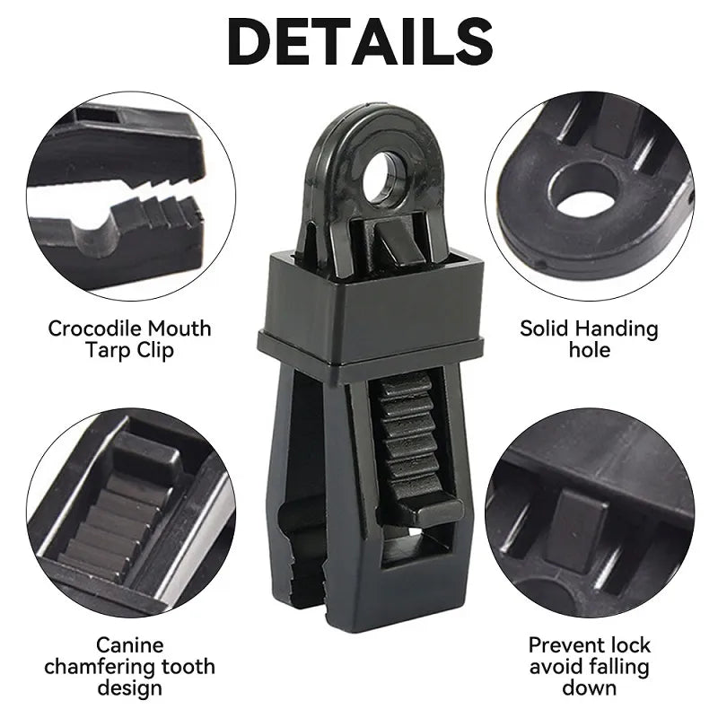 Adjustable Heavy Duty Lock Grip - Secure Tarp, Shade Cloth, Curtains, and More with Reusable Clamp for Windproof Camping Tent and Tarpaulin