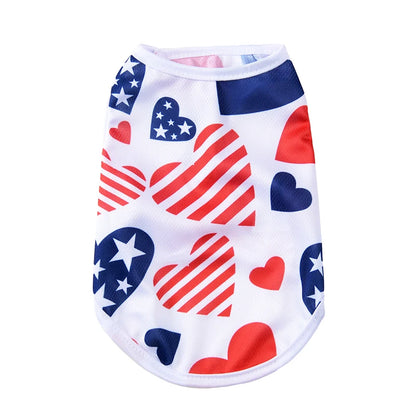 Summer Patriotic Dog Vest - Breathable Independence Day 4th of July Pet T-Shirt for Small Medium Dogs Cats