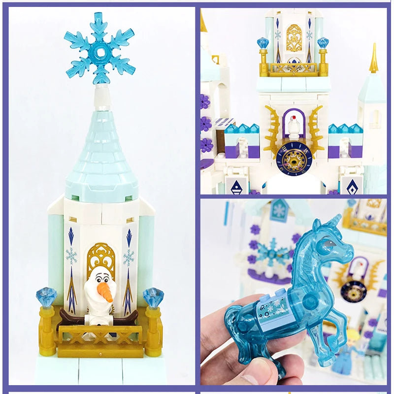 Disney Frozen Dream Princess Elsa Ice Castle Building Blocks Set - Magic Castle Toy Gift
