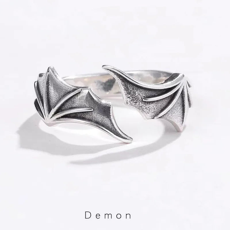 Retro Angel Demon Wings Ring - Punk Gothic Open Design Unisex Jewelry Gift for Men & Women