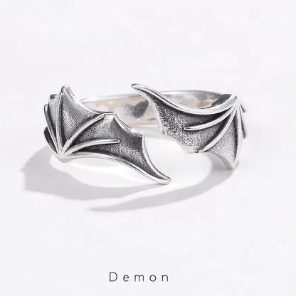 Retro Angel Demon Wings Ring - Punk Gothic Open Design Unisex Jewelry Gift for Men & Women