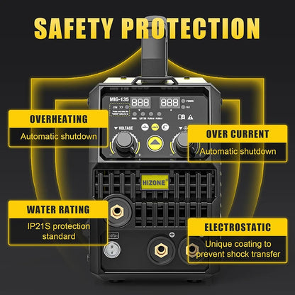 HIZONE 3-in-1 Mig Welding Machine – Intelligent Inverter Portable Welding Equipment 110V