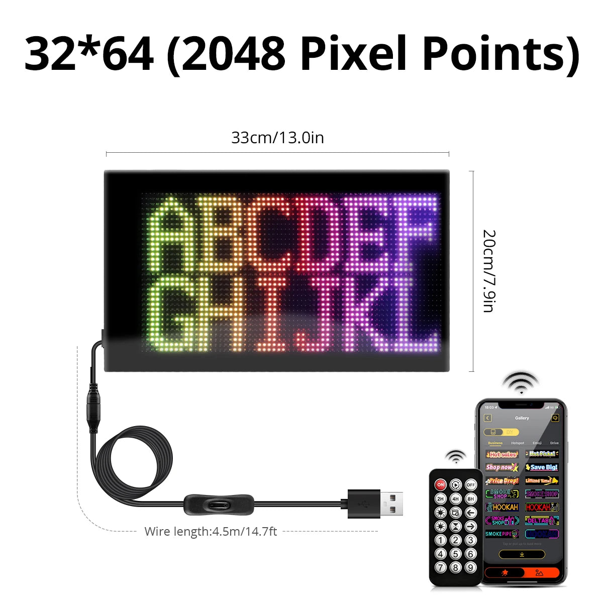 Flexible RGB LED Matrix Display Panel - Bluetooth Scrolling Text, Animations & Smart Car Advertising Light