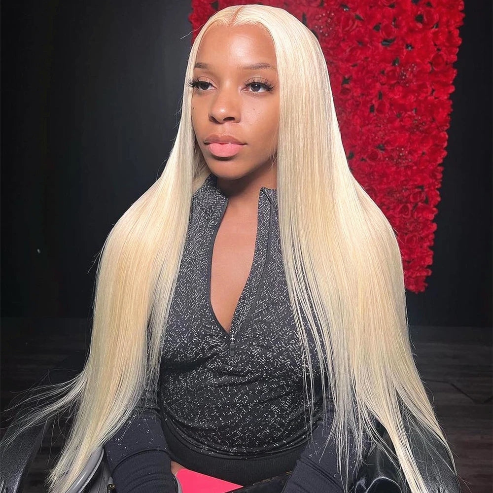 HD Transparent 613 Blonde Straight Wig – 13x4/13x6 Lace Front, Pre-Plucked Brazilian Human Hair Lace Frontal Wig for Women