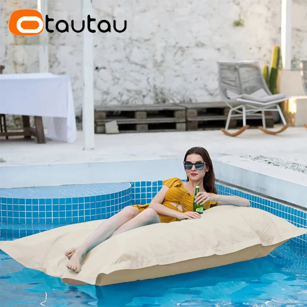 OTAUTAU Rectangular Floating Pool Bean Bag Cover – Waterproof Beach Pillow, Pouf Sofa Bed & Chaise Lounge DD034