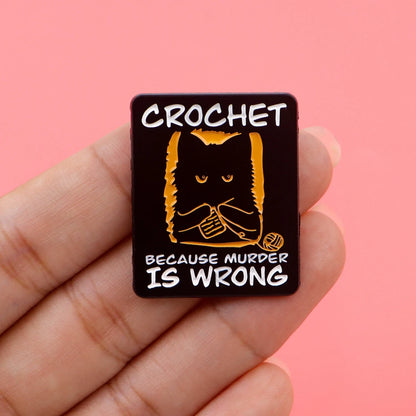 Cute Black Cat Enamel Pin - Crochet Style Brooch Badge for Backpack Hat Collar Lapel Cosplay Accessories Gift