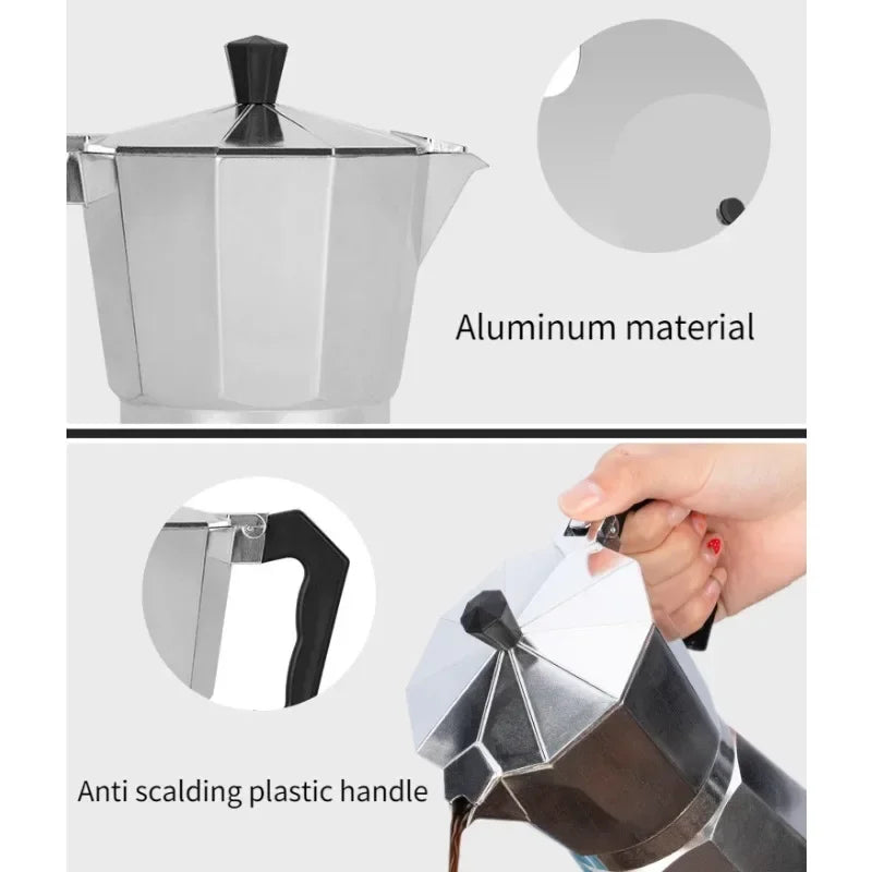 Mocha Coffee Pot – Italian Aluminum Octagonal Portable Coffee & Tea Maker