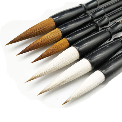 3PCS Bamboo Handle Calligraphy Brush Set – Weasel Hair Writing Brushes for Painting, Drawing & Traditional Art Use