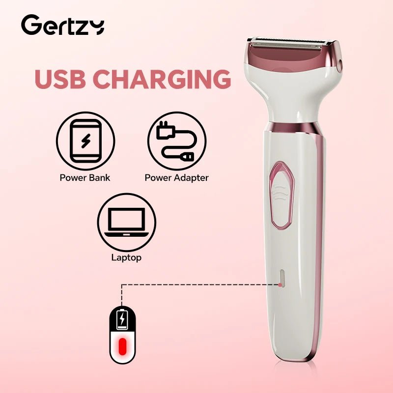 4-in-1 Rechargeable Electric Razor for Women – Wet & Dry Painless Trimmer for Face, Nose, Legs, Underarm & Bikini