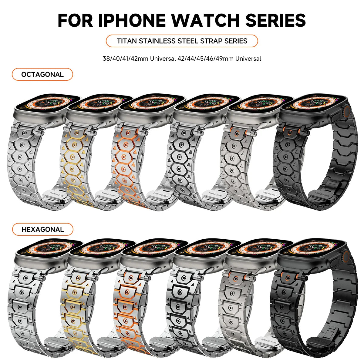 Luxury Titanium Metal Strap for Apple Watch — Stainless Steel Bracelet for Series 5-10 Ultra 2 (42mm-49mm)