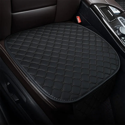 PU Leather Car Seat Cushion - Breathable Embroidered Square Seat Cover for All Seasons