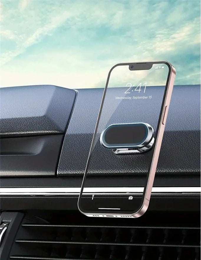 Magnetic Car Phone Holder - 360° Rotatable Mini Strip Shape Stand with Strong Metal Magnet for iPhone 14 & Huawei GPS Mount