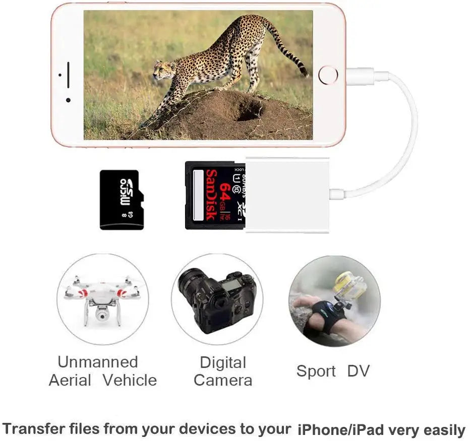 TF SD Card Reader Adapter for iPhone – OTG Card Reader for iPhone 14/13, Camera & Photo Transmission Accessory