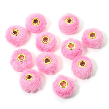 10pcs Plush Fur Ball Beads – Multicolor Pompom Spacer Beads for DIY Jewelry, Earrings & Bracelets