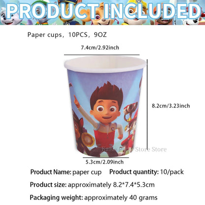 PAW Patrol Birthday Party Supplies Set – Tablecloth, Plates, Cups & Balloons Kids Party Decor for Birthday, Baby Shower & Favors
