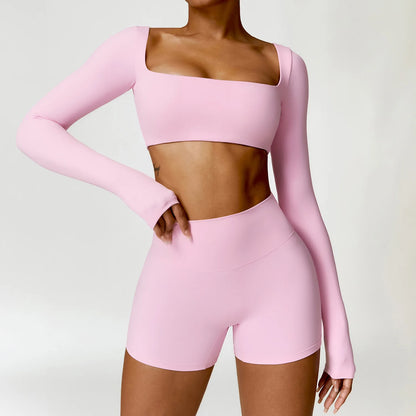 2Pcs Women's Yoga Sports Set - Quick Dry Long Sleeve Workout Tracksuit for Gym & Running