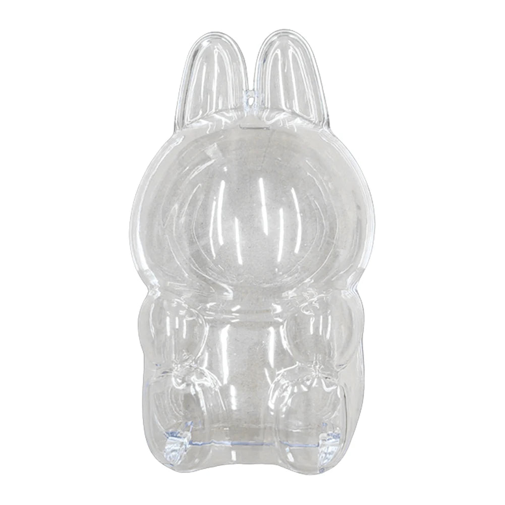 Labubu Transparent Protective Cover for Elf Doll - Cute Monster Toy Storage & Display Case for Party Plushies
