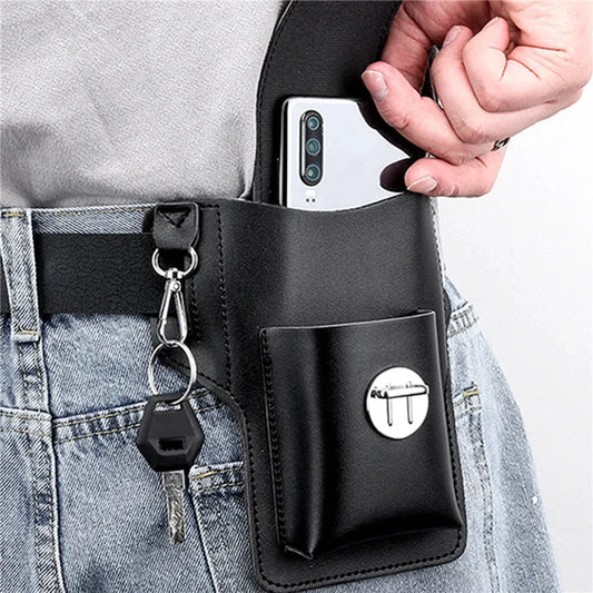 Phone Belt Bag for Men – High-Quality PU Leather Cell Phone Loop Holster Pouch Wallet | Multifunctional Phone Case