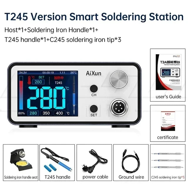 Aixun 200W T3A Smart Soldering Station – T12/T245 Handle for PCB & BGA Motherboard Welding Repair Tools