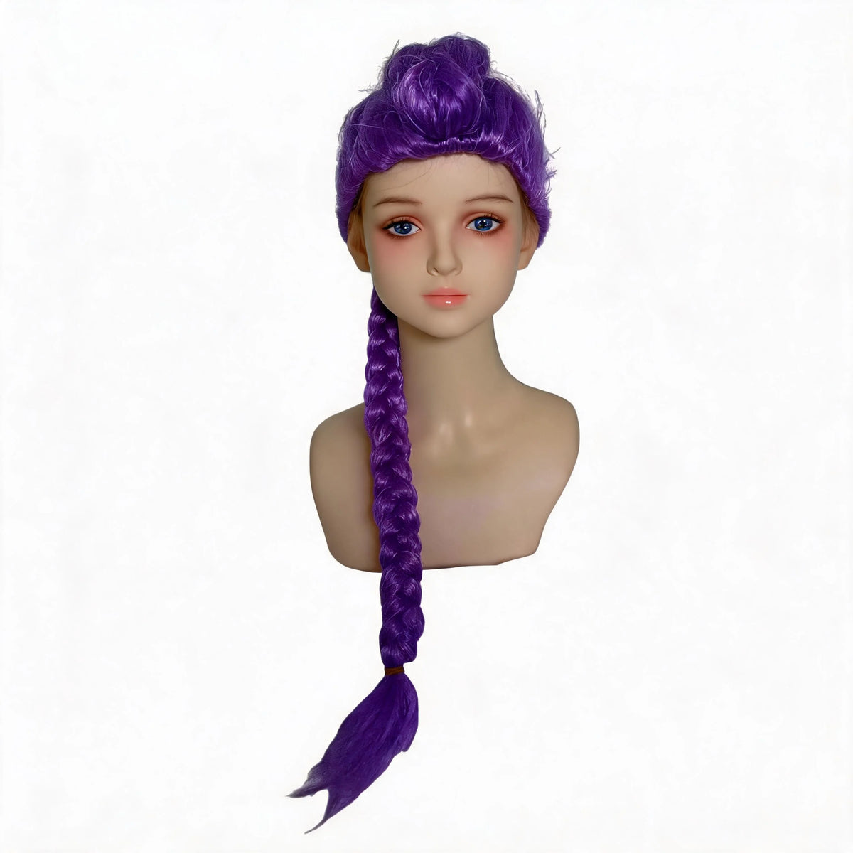 Purple Long Braided Wig - Side Ponytail Kids Girls Wig for Halloween, Anime Cosplay & Parties