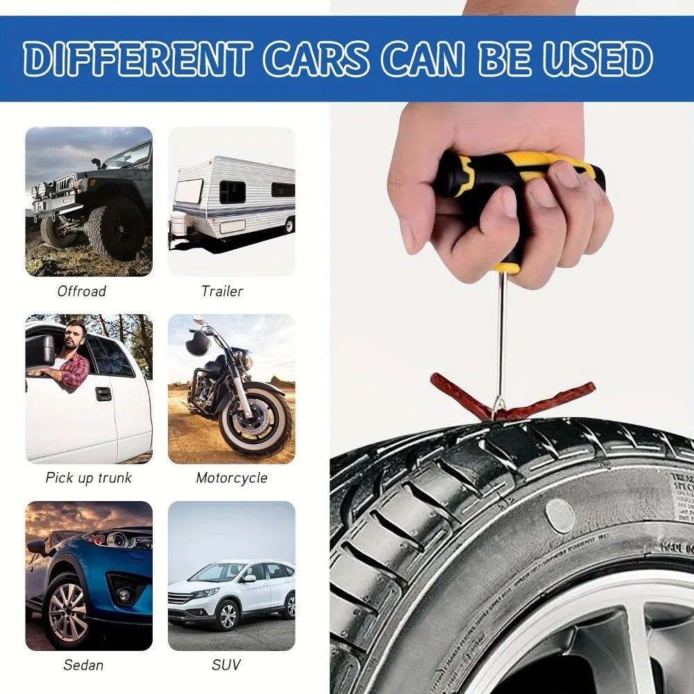 Universal Tire Repair Kit - Multi-Function Pliers & Valve Tool Set with Storage Case for Cars, Motorcycles & Bikes