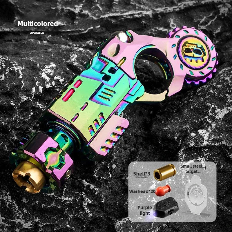 Alloy Shell-Ejecting Toy Launcher Set - Portable Finger Spinning Fidget Toy and Sensory Desk Gadget Gift for Boys