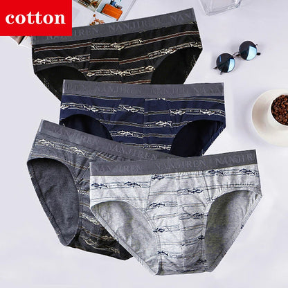 4-Pack Men's Cotton Briefs - Breathable Printed Underwear with Comfortable Fit & Stylish Design