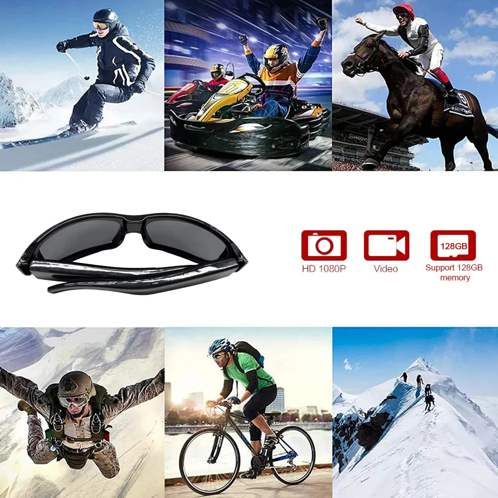 Portable 1080P HD Mini Glasses Camera — Wearable Sunglasses Video Recorder for Outdoor Sports, DVR & Surveillance