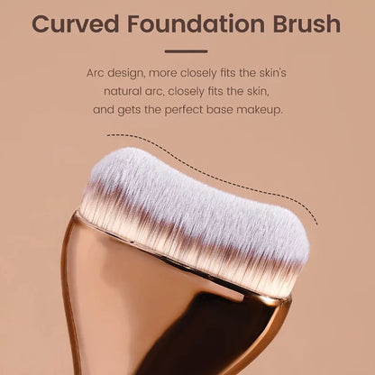 Professional Foundation Makeup Brush - Soft Nylon Bristles with Brown Handle for Liquid, BB Cream & Powder